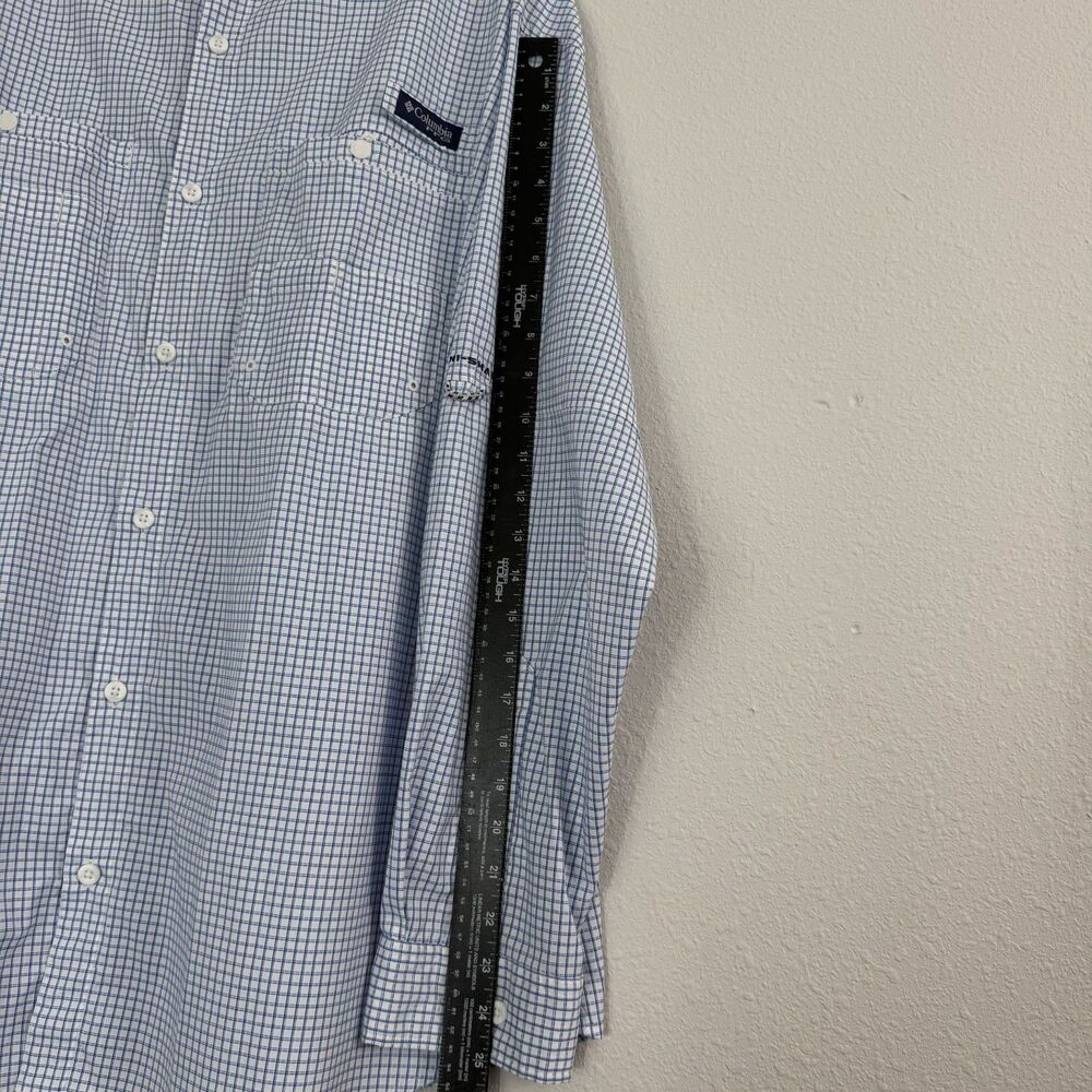 Columbia PFG Super Tamiami Shirt Mens XXL Blue Plaid Fishing Vented Long Sleeve - Picture 4 of 11